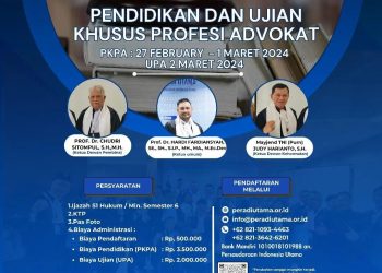 Peradi Utama Bakal Gelar PKPA-UPA 27 Februari