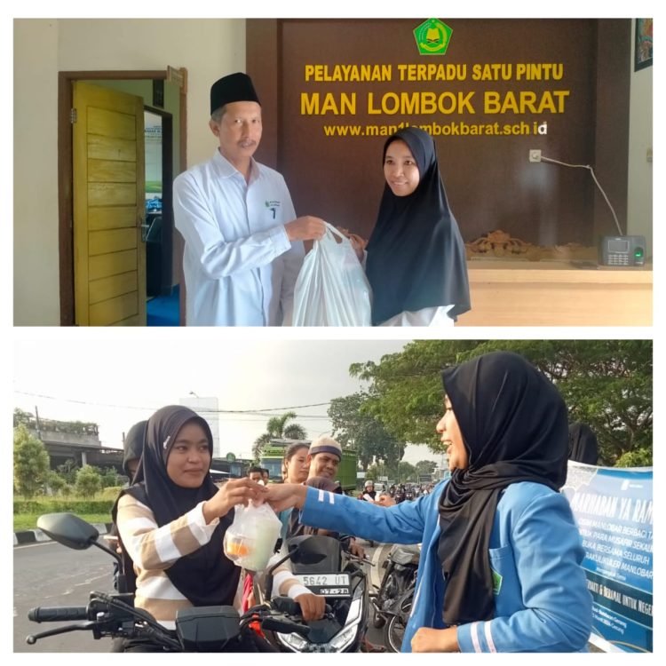 Tebar Kebaikan Bulan Ramadhan, Pengurus OSIM MAN Lombok Barat Bagi Takjil dan Bingkisan