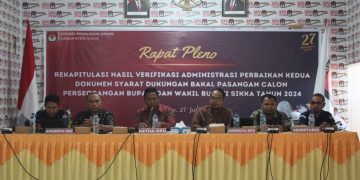 KPU Sikka Lakukan Pleno Rekapitulasi Hasil Verifikasi Administrasi Perbaikan Dua Bacalon Perseorangan