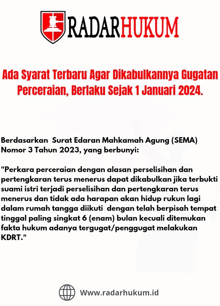Ada Syarat Terbaru Agar Dikabulkannya Gugatan Perceraian