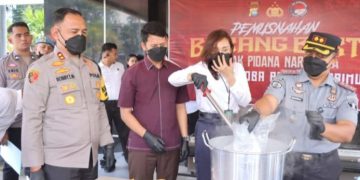 Polres Karimun Musnahkan BB 2,5 Kg Sabu Milik Pegawai Honorer Disdik Karimun