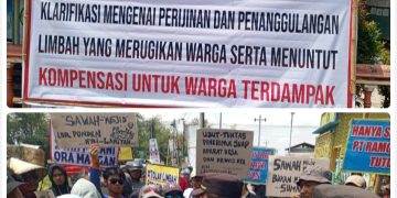 Warga Desa Langgenharjo Berunjuk Rasa Tuntut Penutupan Pabrik Pengolahan Limbah PT NRS
