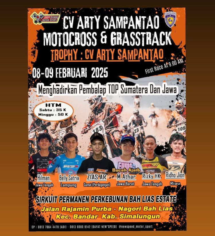 Awal Februari, Arty Sampantao Motocross & Grasstrack 2025 Digelar di Simalungun
