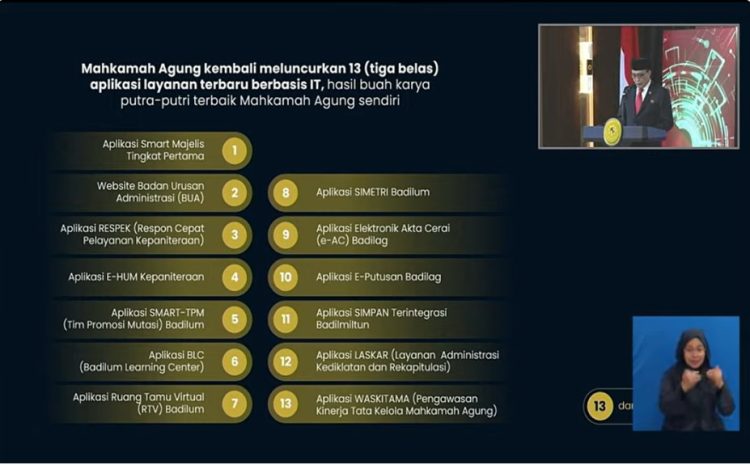 HUT ke-80, Mahkamah Agung Luncurkan 13 Aplikasi Layanan Peradilan Berbasis IT