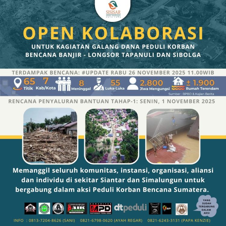 Komunitas Siantar–Simalungun Bergerak Galang Dana untuk Korban Bencana di Tapanuli dan Sibolga