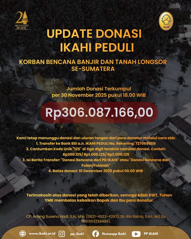 IKAHI Galang Donasi Nasional untuk Korban Banjir Se-Sumatera