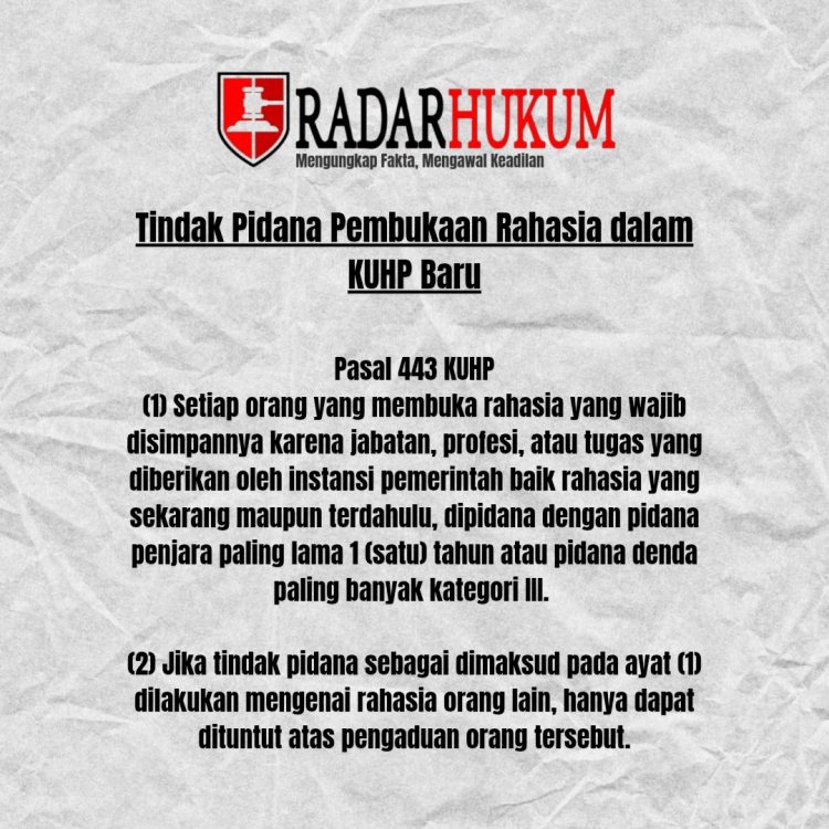 Hati-hati! Membocorkan Rahasia Bisa Dipidana, Ini Sanksinya Sesuai KUHP Baru